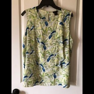 EUC Ann Taylor Factory Sleeveless Bird/Floral Print Top